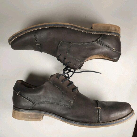 BELVEDERE Paris Mens Brown Leather Oxford Shoes Cap Toe Made In Brazil 14D - Picture 6 of 11